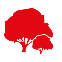 Eine Beschreibung: 2 gezeichnete Bäume in rot